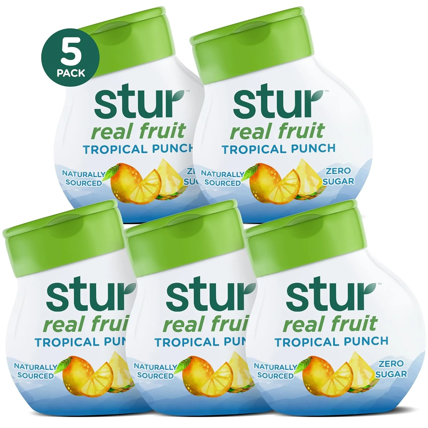 Secure Stur Liquid Water Enhancer Tropical Punch Naturally Sweetened High in Vitamin C Antioxidants Sugar Zero Calories Keto Vegan 5 Bottles Exclusive