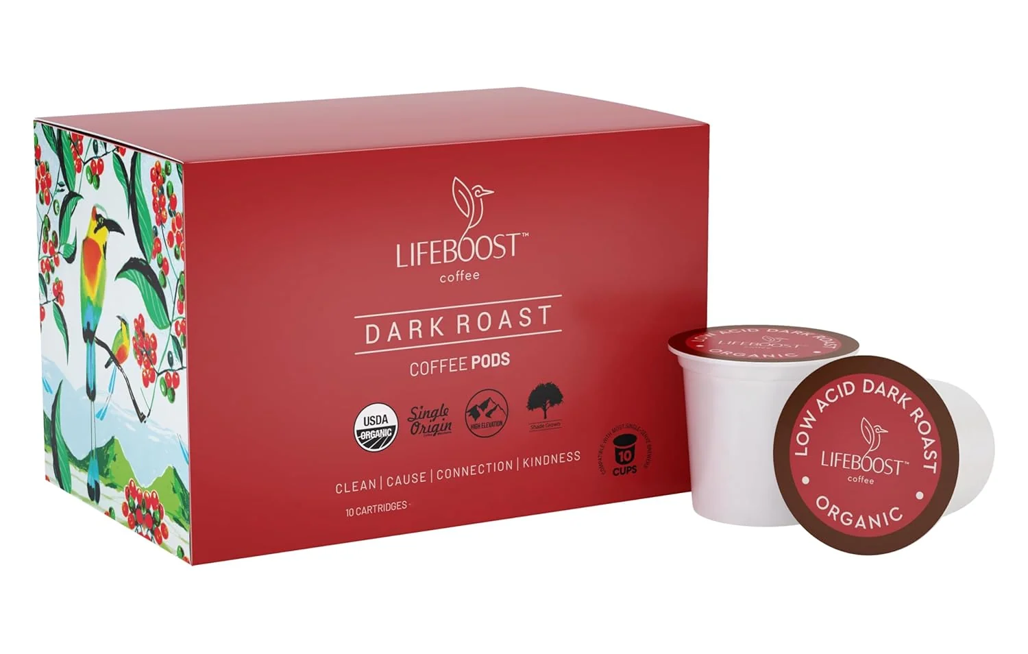 Advanced Lifeboost Dark Roast Low Acid Coffee K Cups - Single Origin Mold Non-GMO Organic Coffee Pods - Compatible with Keurig amp Keurig 2 Machines - 10 Count Quality