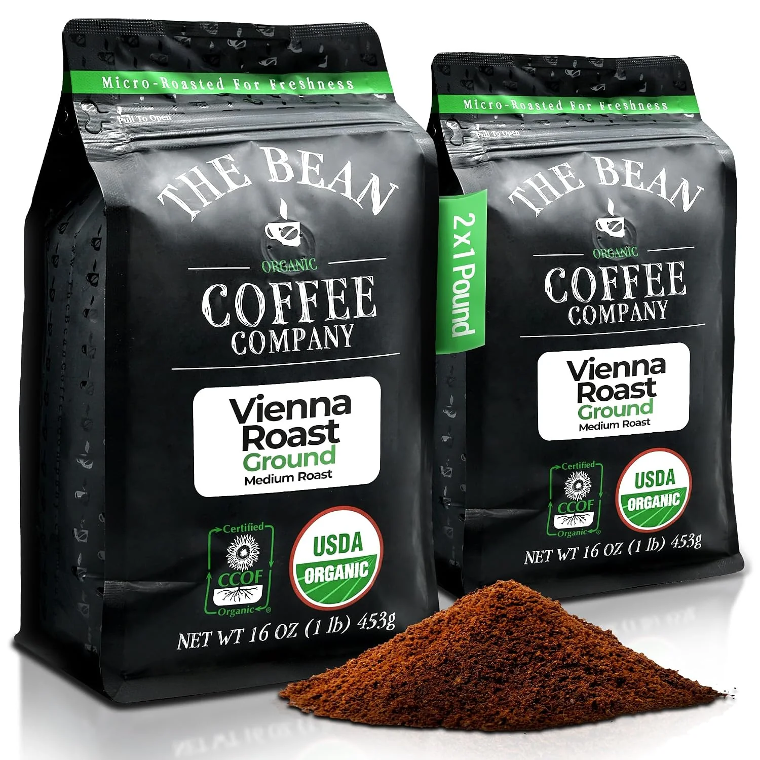 Verified The Bean Organic Coffee Co. Vienna Roast Medium Ground 2 x 1 lb Medium Vienna-style roast bittersweet. Organic ground coffee. 2 x 1 lb. Elegant