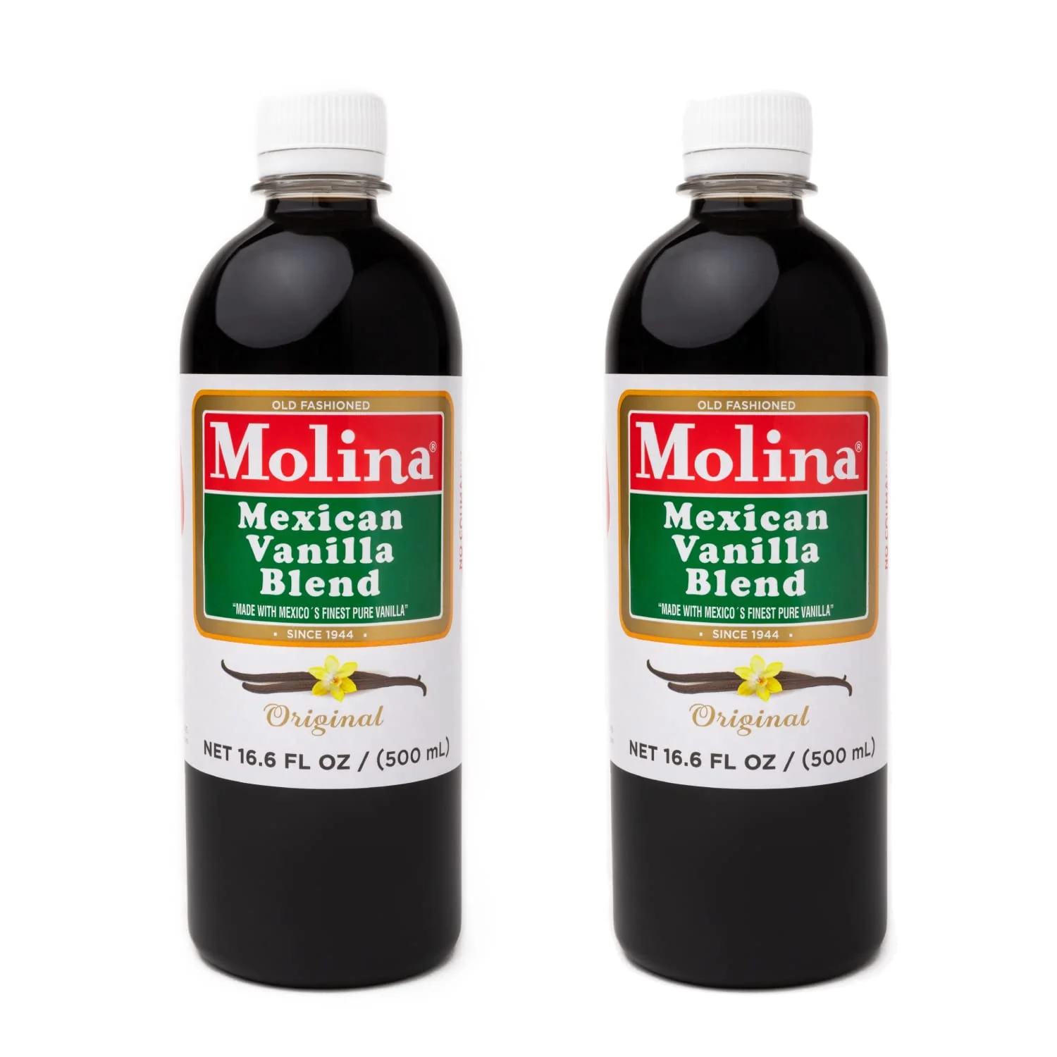 Expertly Made Vanilla Molina - Mexican Vanilla Blend with Pure Vanilla Extract - 2 Pack 16.6 Fl Oz Bottles - 33.86 Fl Oz Total Natural Flavoring for Baking Organic