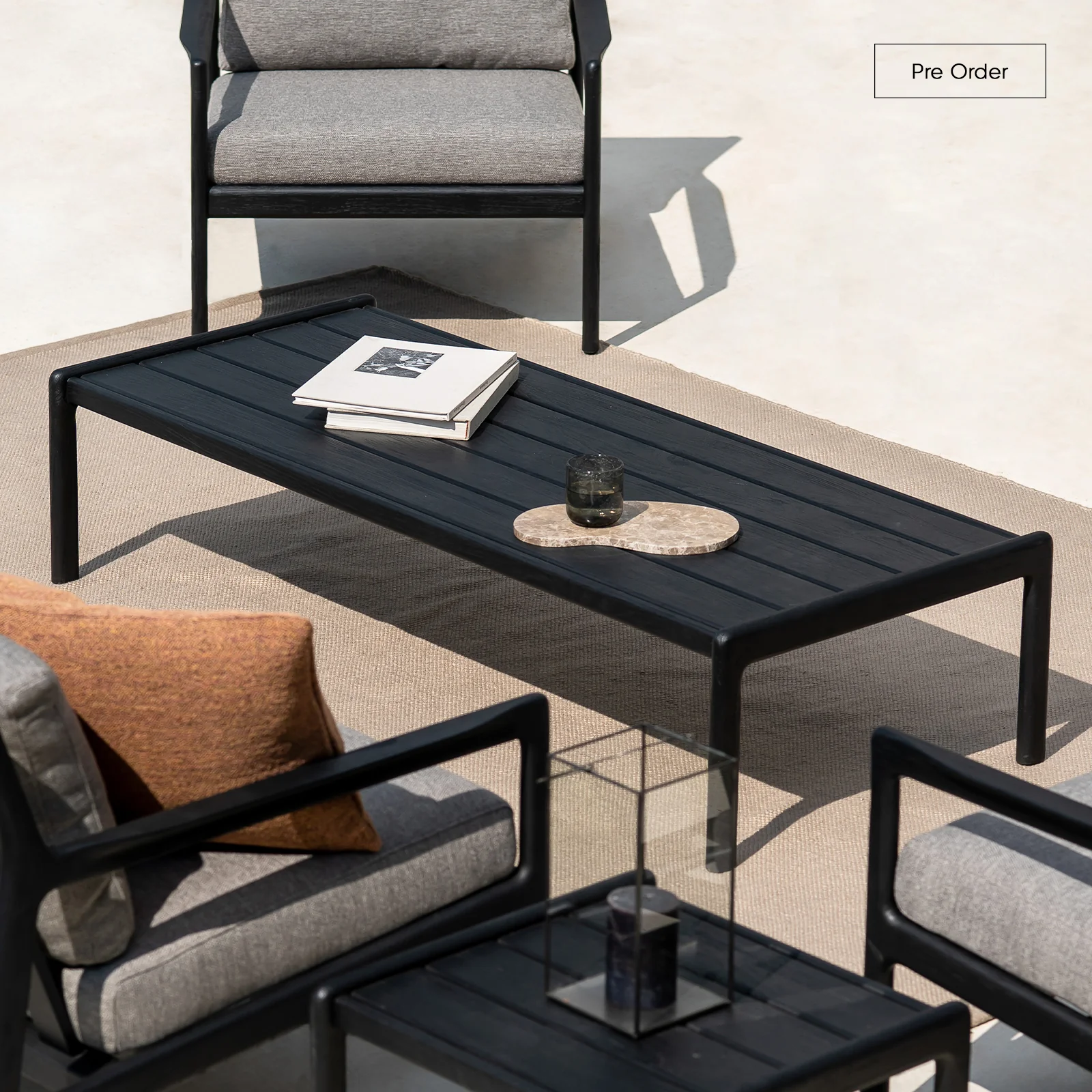 Expertly Made Jack Outdoor Coffee Table Teak - Black Eco-Friendly