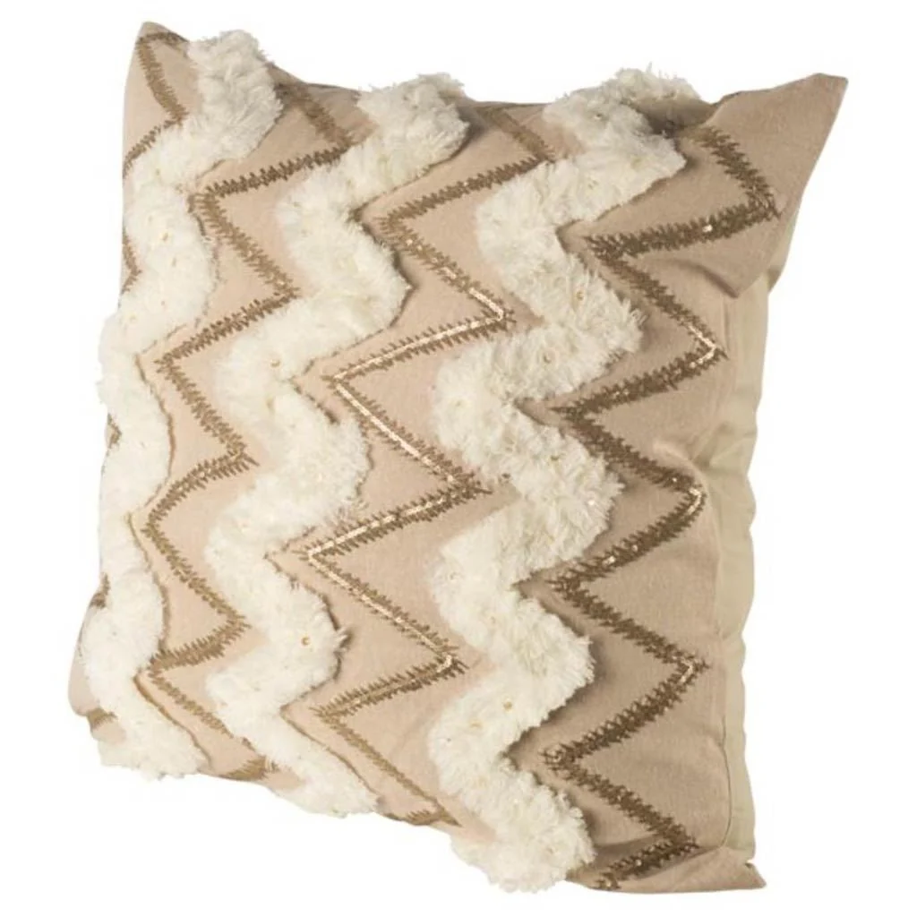 Next-Generation Duston II Tan and White Zig Zag Decorative Pillow Cover Versatile