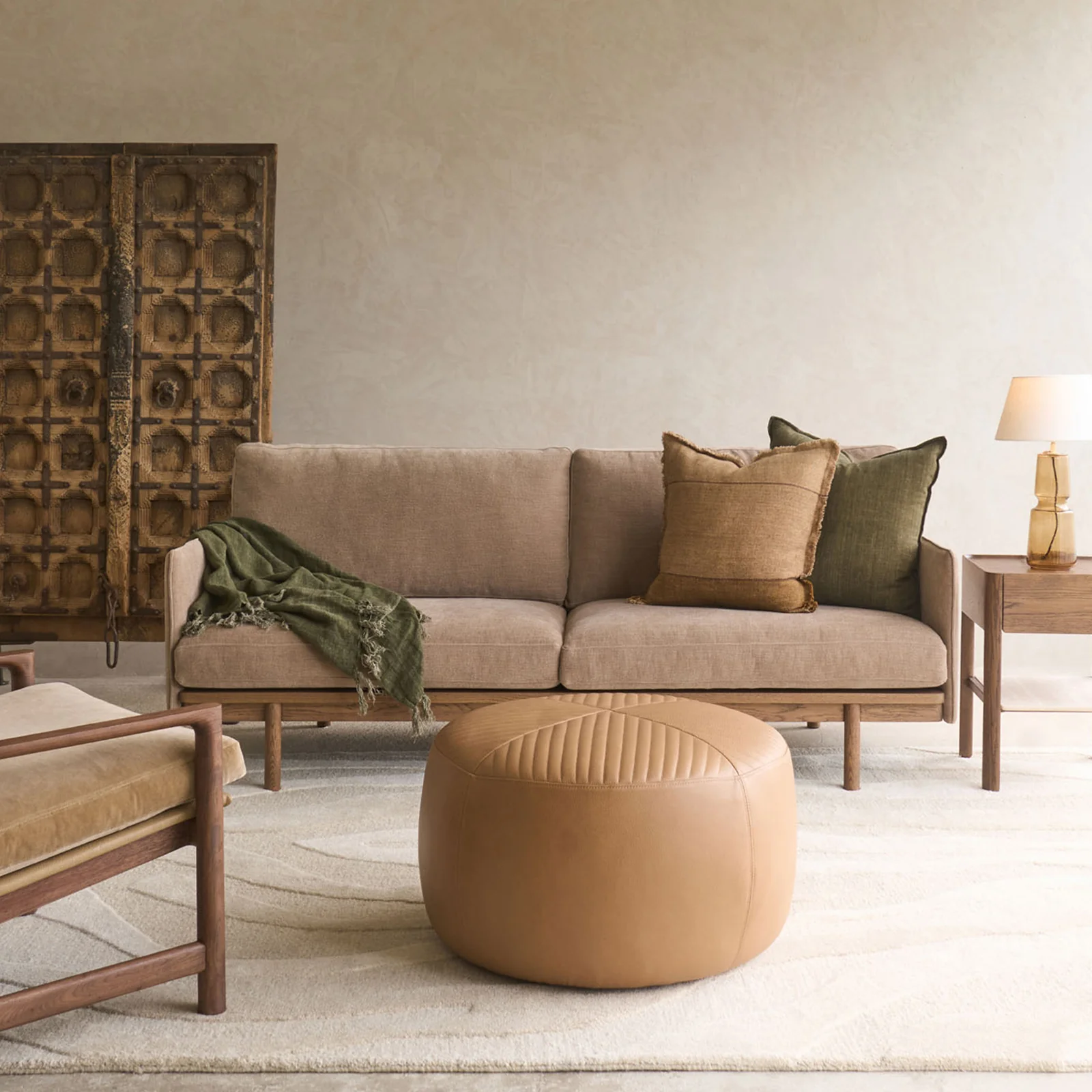 Quality Pensive 2.5 Seater Fabric Sofa Latte Oak - Harvest High-End