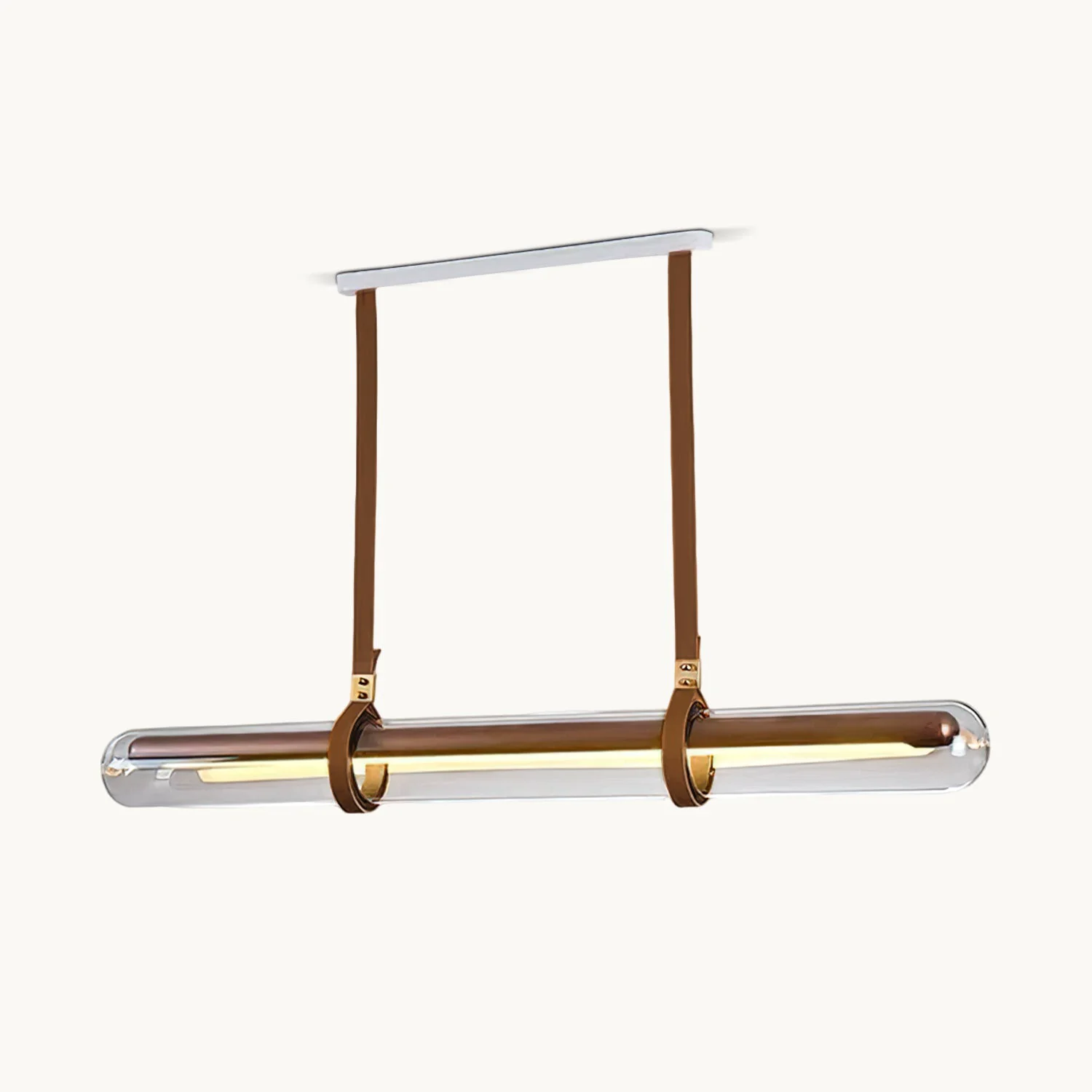 Effective Long Glass Leather Pendant Light Crafted
