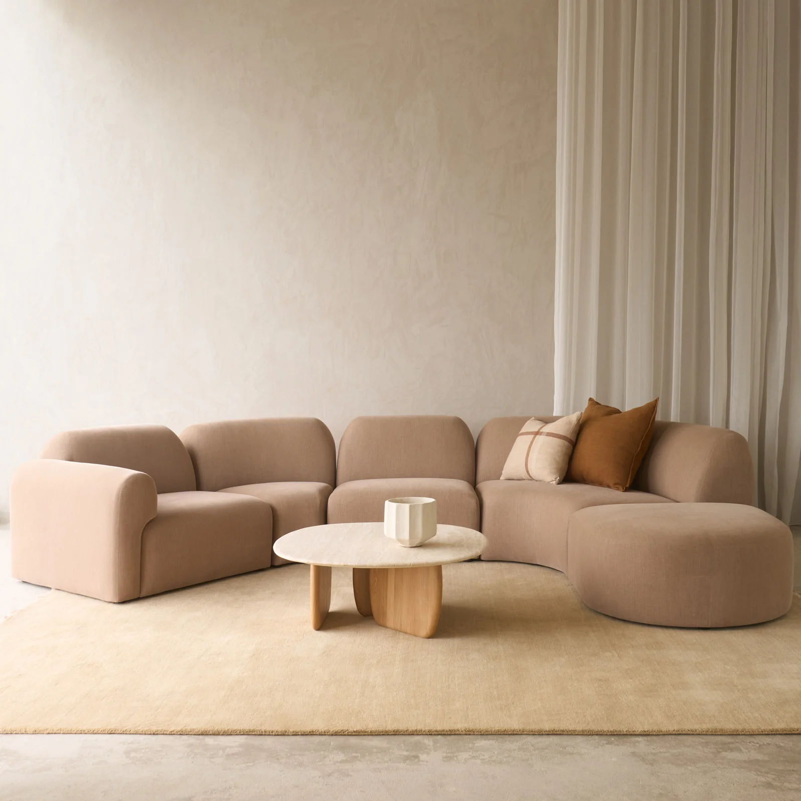 Artisan Bulky Modular Sofa Sepia 370cm Enhanced