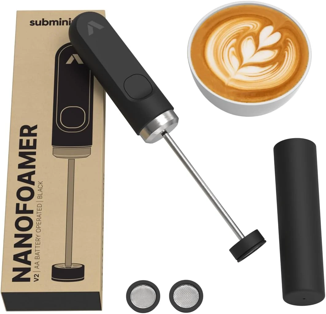 Relaxed Subminimal NanoFoamer V2 Performance Milk Foamer NEW Model Edition Waterproof Dual-Speed Stainless Steel Microfoamed Milk in 30 Seconds Original Design