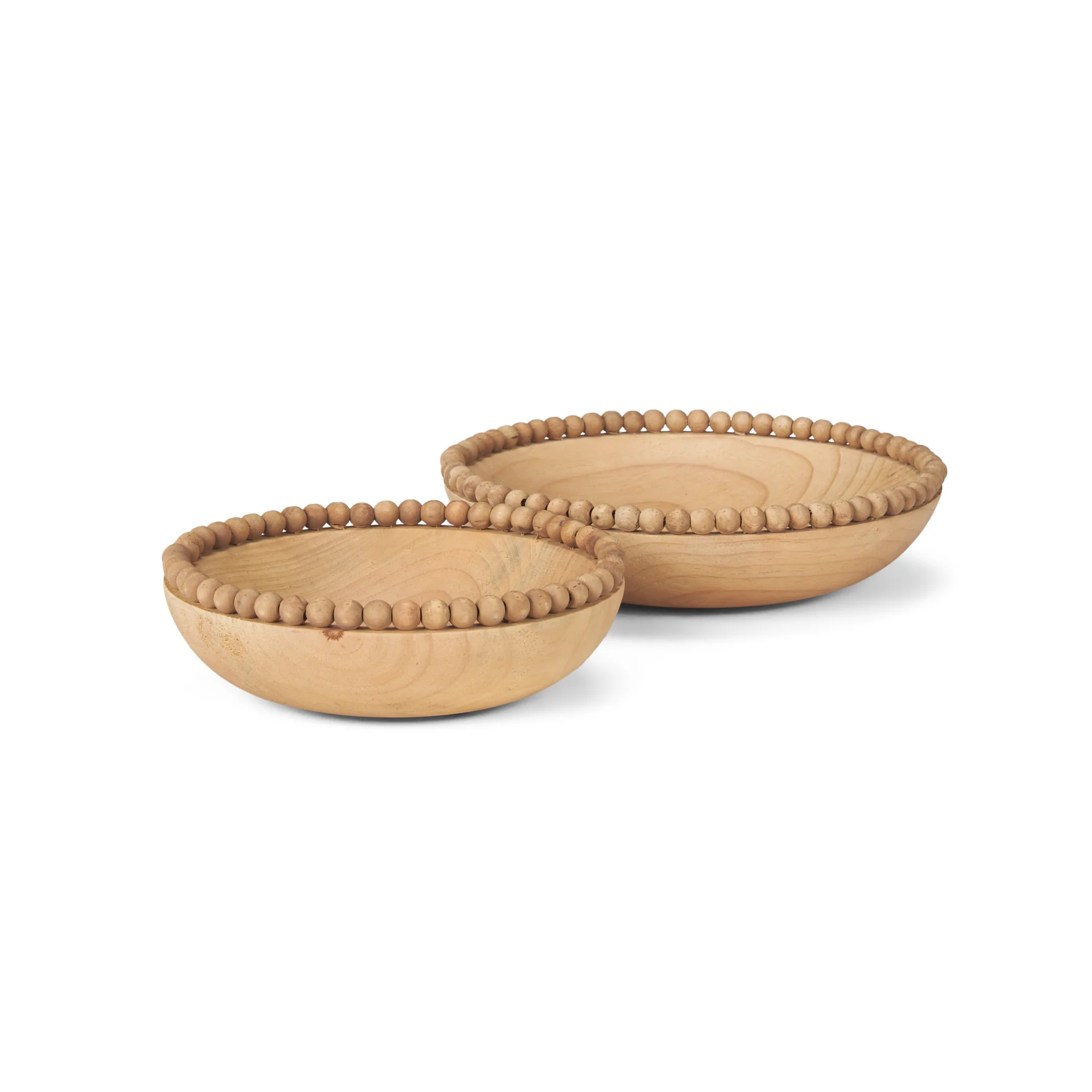 Unique Wendell Light Brown Wood w Wood Beads Round Bowls Trendy