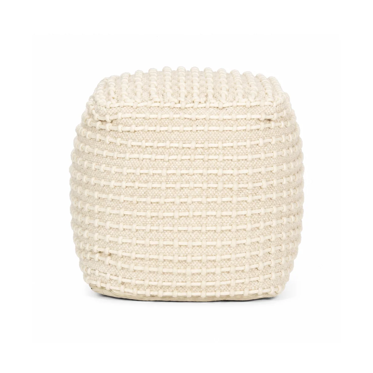 Efficient Sakaye Beige w Cream Stitched Patterned Pouf Exclusive