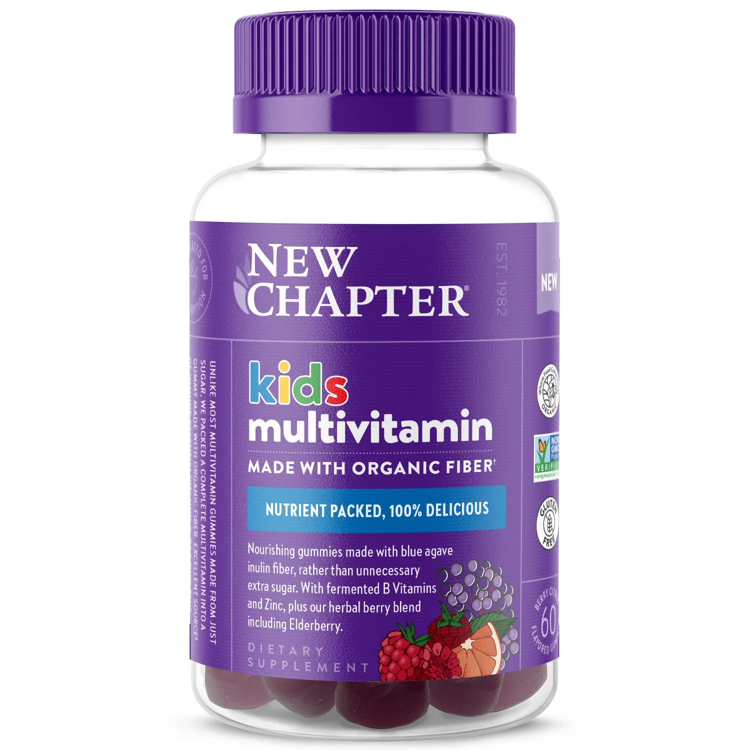 Proven New Chapter Kid's Multivitamin Gummies Nutrient Packed Less Sugar Berry Citrus Flavored Long-Lasting