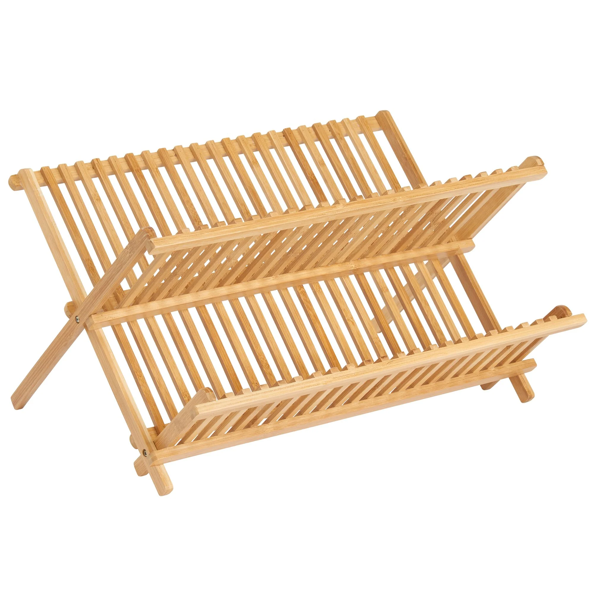 Sophisticated iDesign Bamboo Folding Collapsible Dish Drying Rack Trendy