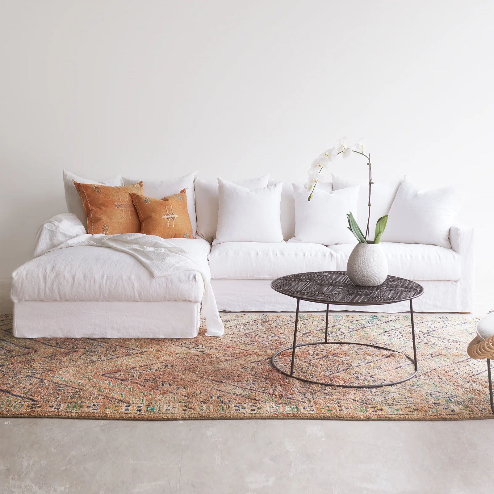 Luxury Sloopy L Shape Fabric Sofa Optic White 298cm Fine Crafted