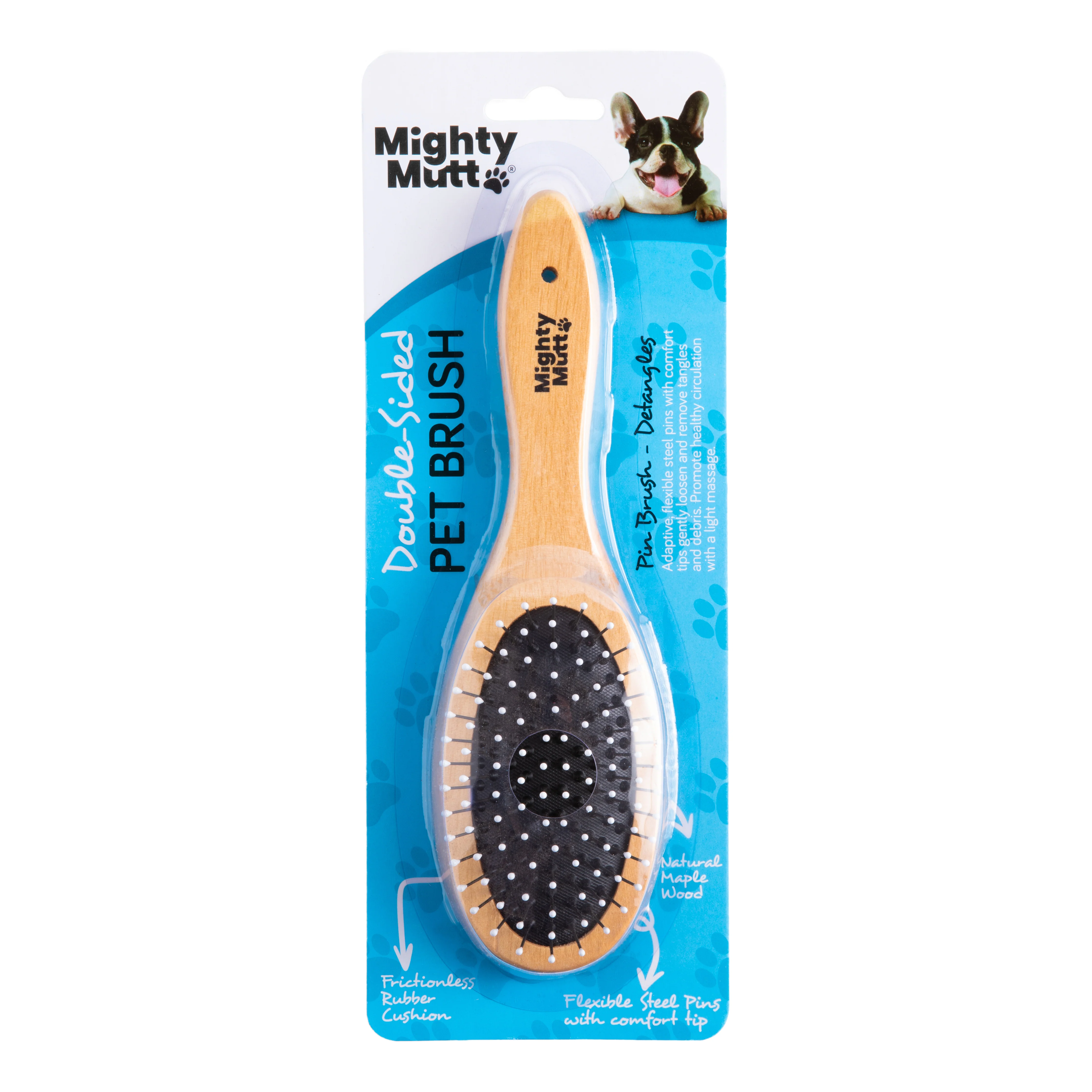 Original Design Mighty Mutt Bamboo Grooming Brush for Pets - Double Sided Combo Brush Long-Lasting