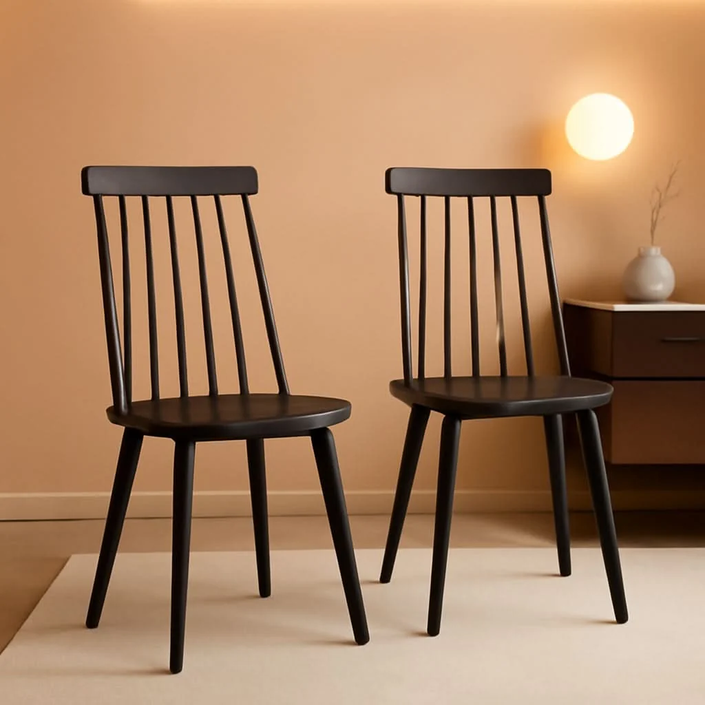 Premium Material Grey Farmhouse Spindle Side Dining Chairs Set Of 2 Consistent