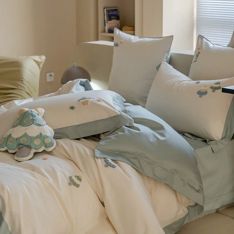 Safe Pine And Petal Flowers Bedding Set Casual