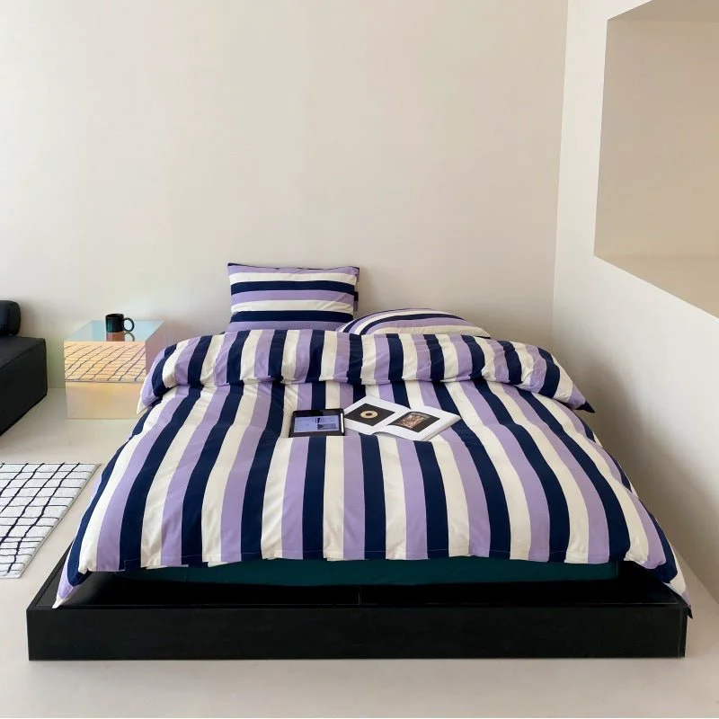 Responsible Vivid Striped Bedding Set Solid