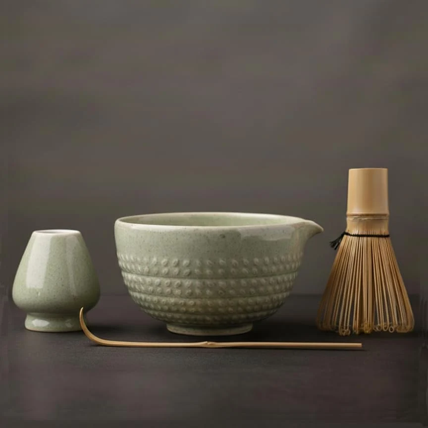 Smooth Matcha Whisk Set - 15 OZ Matcha Bowl with Spout and Bamboo Matcha Scoop - Bamboo Whisk Chasen - Matcha Kit for Japanese Tea Ceremony Specialty