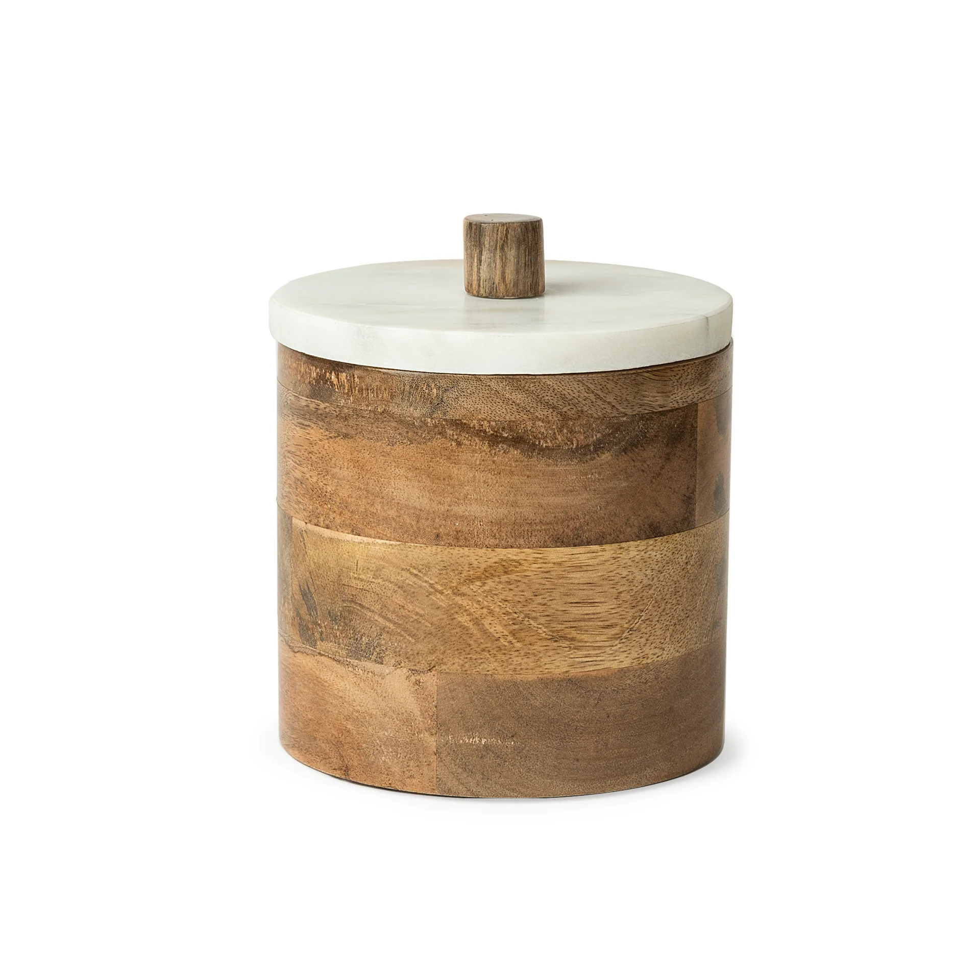 Expertly Made Sandook Small 8H Brown Round Wooden Storage Jar Pure