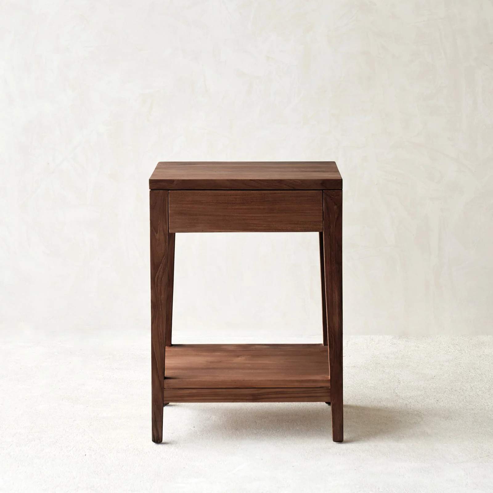 Organic Catalina Bedside Table Dark Stained Teak 63cm Elegant