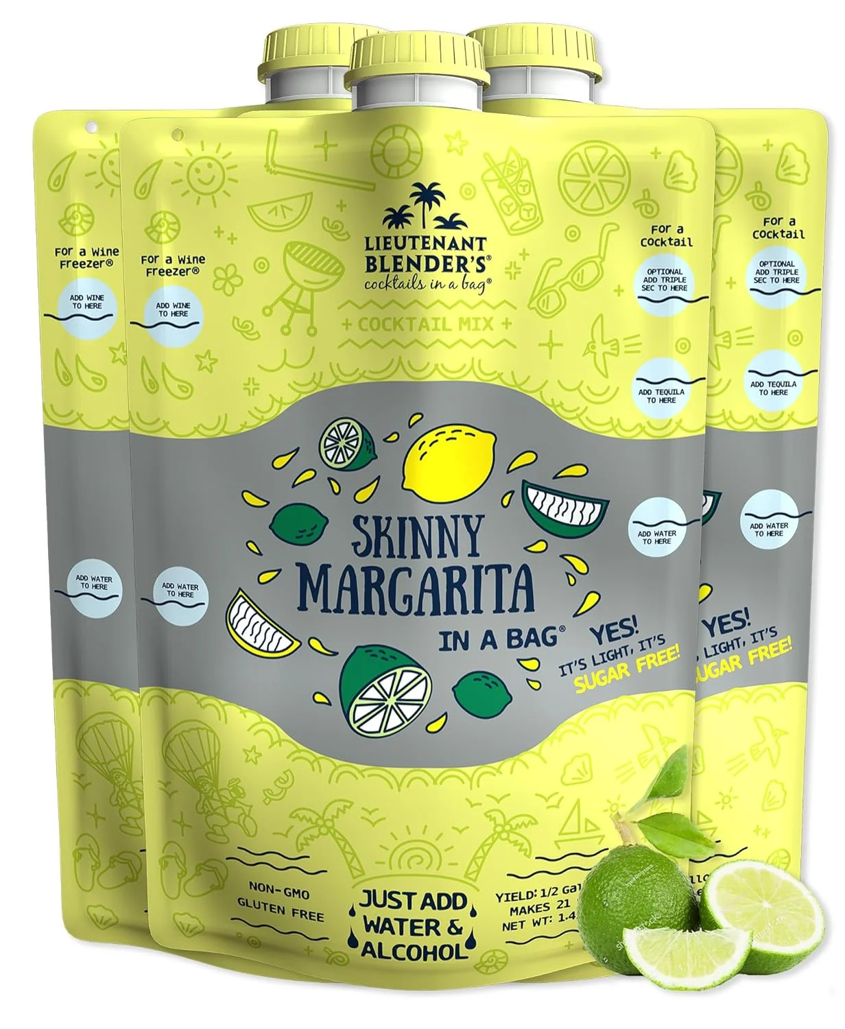 Official Lt. Blender's Skinny Margarita in a Bag - Skinny Margarita Mix - Each Bag Makes 1 2 Gallon of Keto Friendly Skinny Mixes – Low Carb Margarita Mix Certified