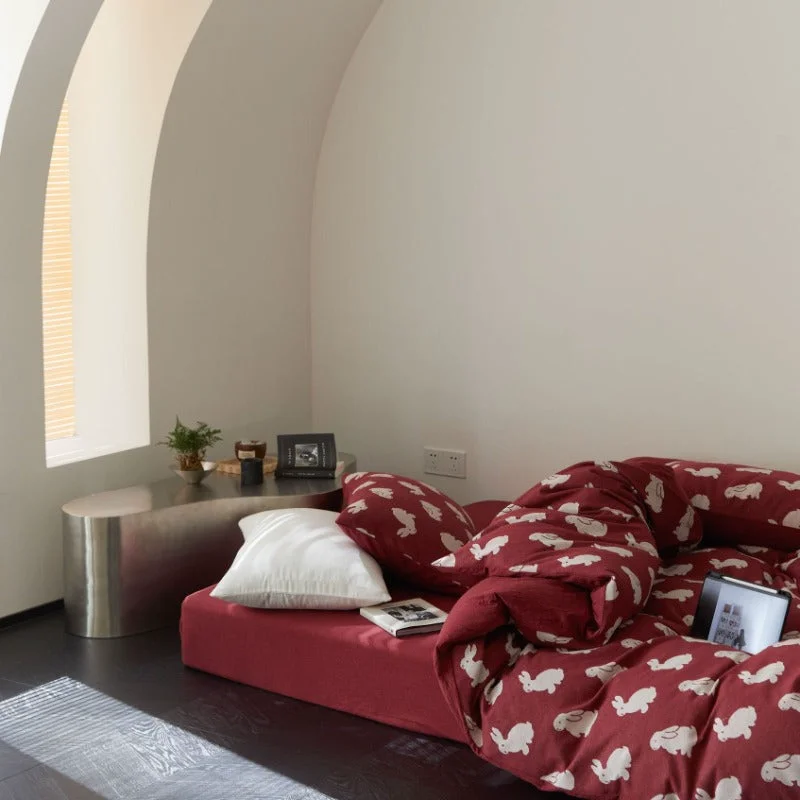 Verified Retro Bunny and Clover Bedding Set Efficient