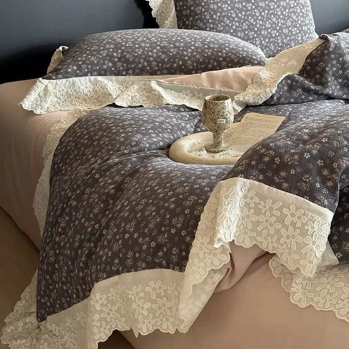 Long-Lasting Timeless Floral Lace Bedding Set Flexible