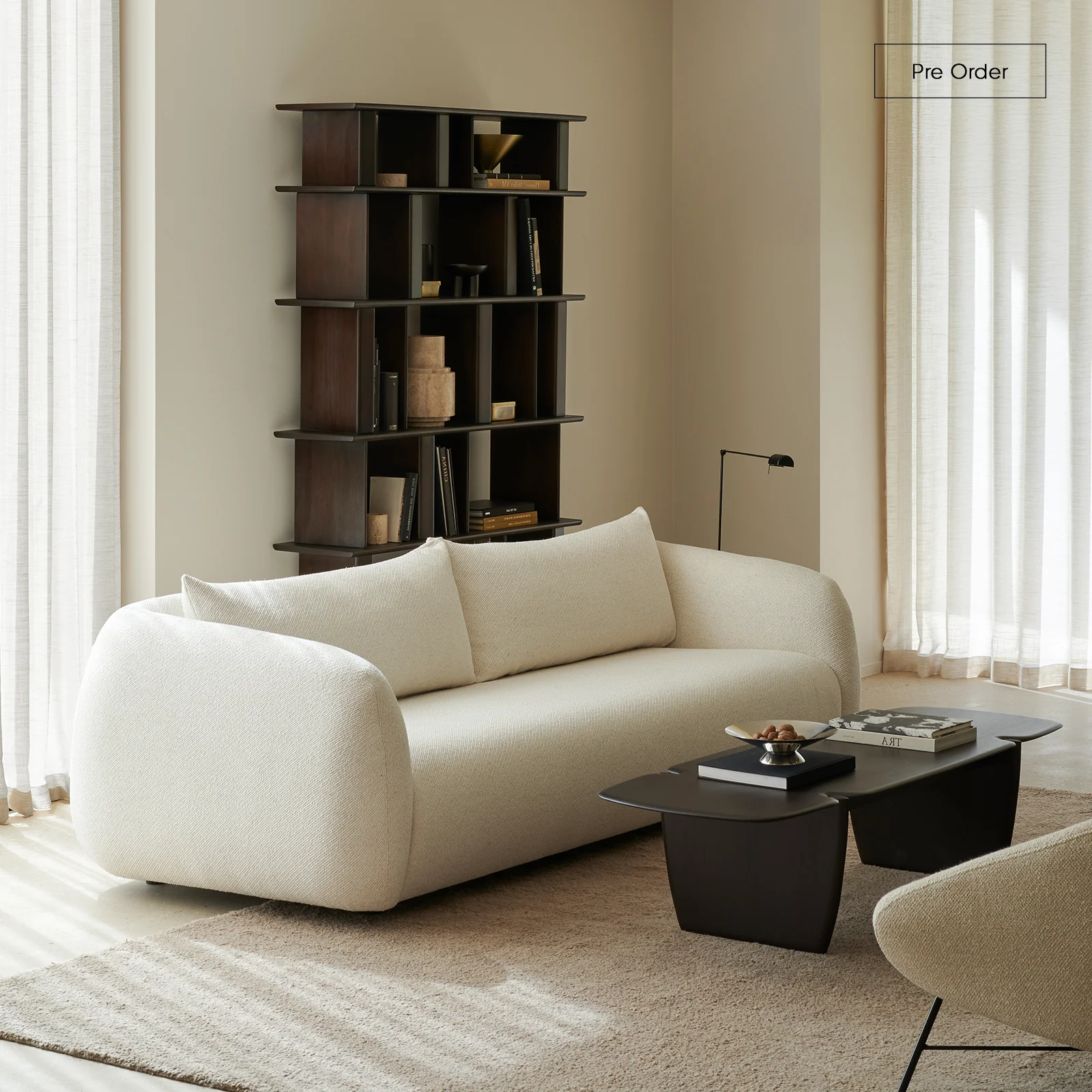 Breathable Figur Fabric Sofa 3 Seater - Chalk Quality
