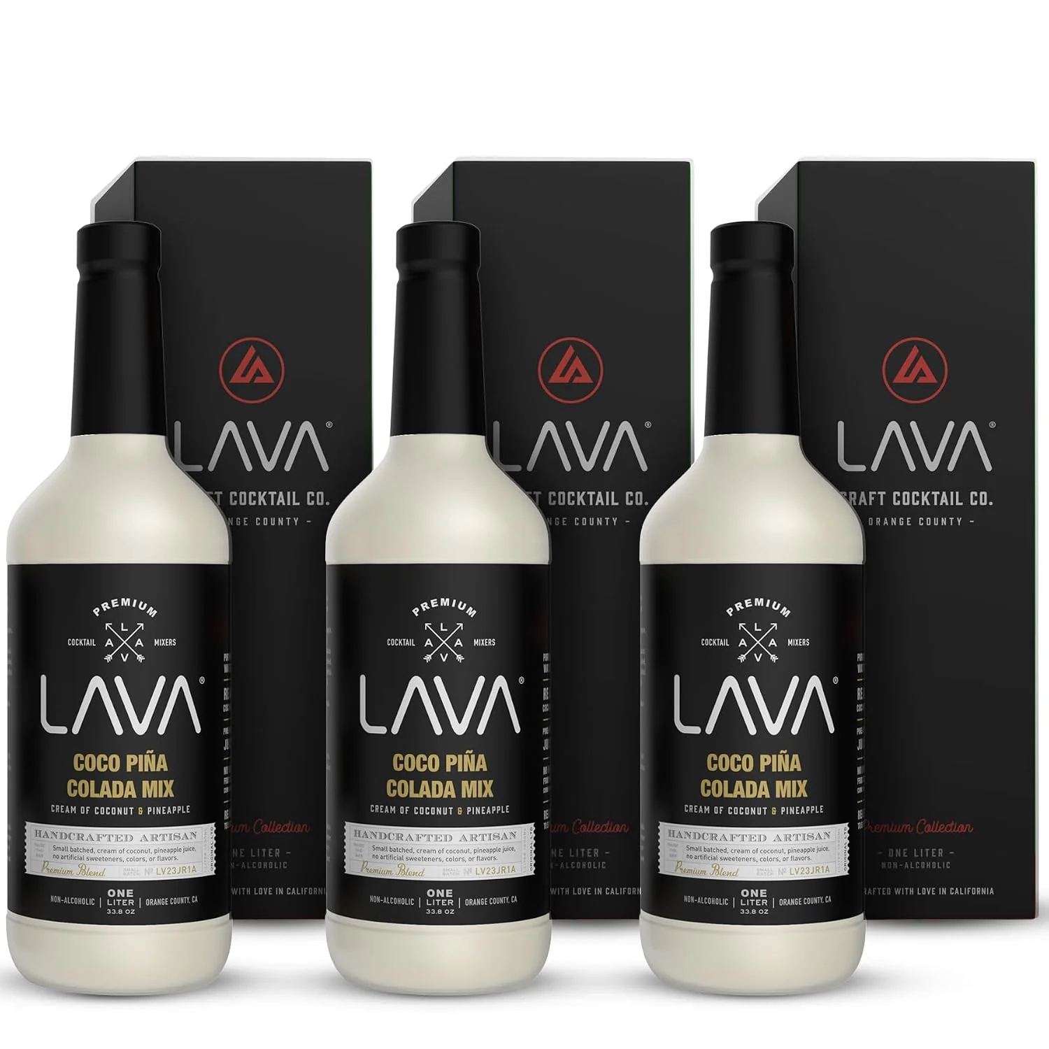 Relaxed 3 Pack LAVA Premium Coco Pina Colada Made with Cream of Coconut and Pineapple No Artificial Sweeteners or Flavors 1-Liter 33.8oz Glass Bottle. Excellent