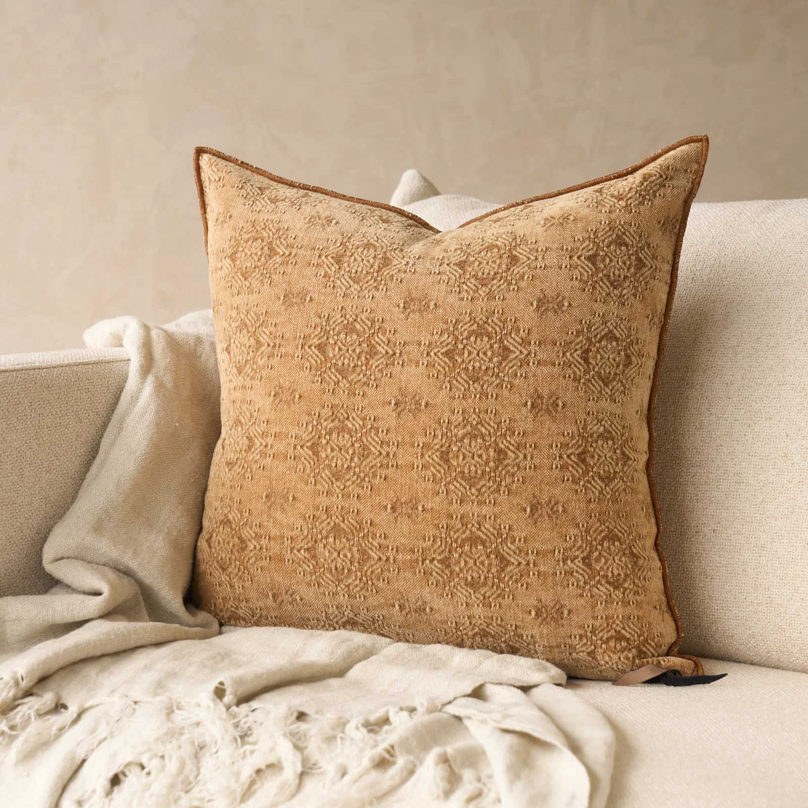 Original Design Jacquard Cushion Stone Washed Kilim - Terracotta 50 x 50cm Responsible