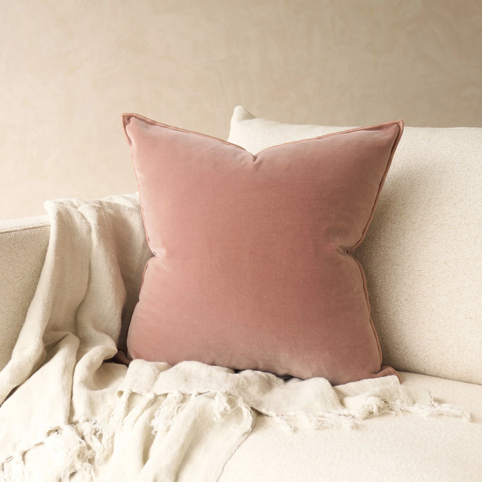 Pure Palazzo Velvet Cushion Blush Safe