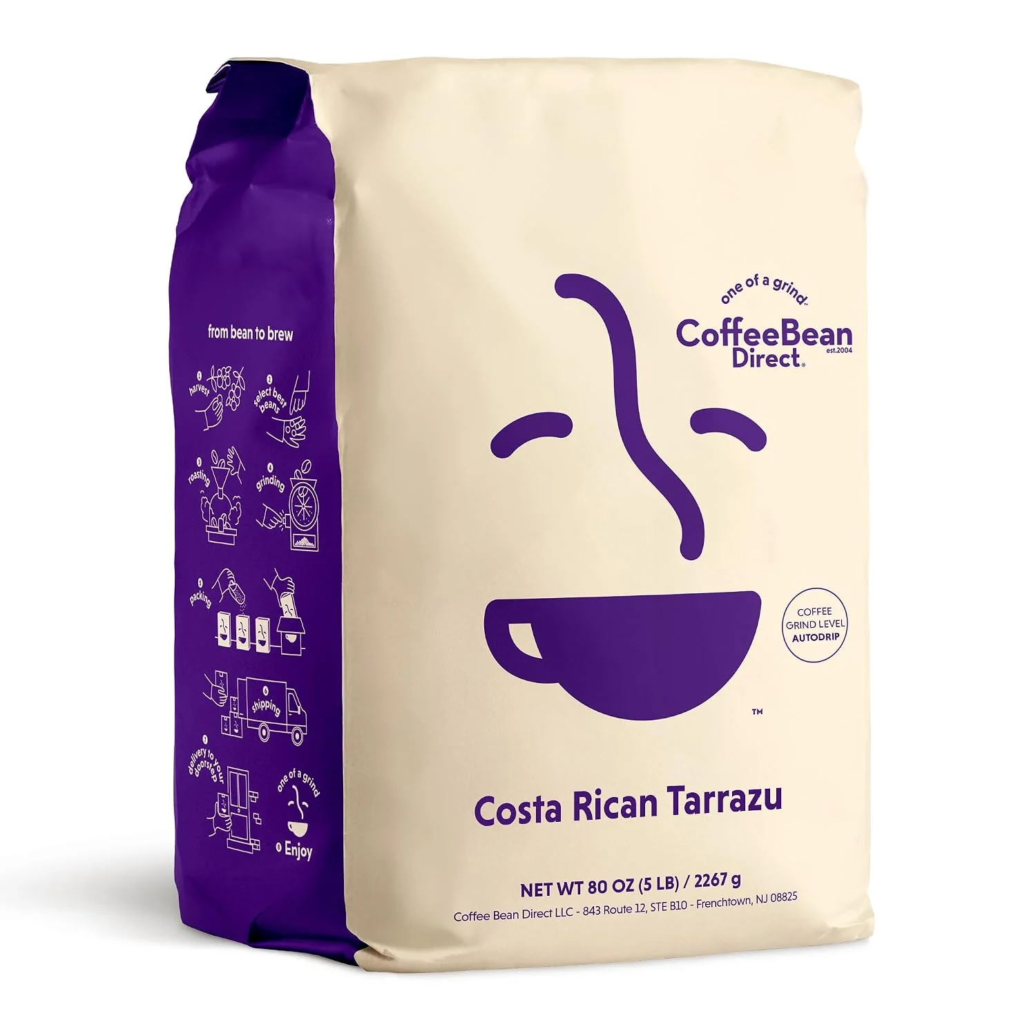 Authentic Coffee Bean Direct Costa Rican Tarrazu Ground Coffee 5lb Bag Light Roast Single Origin Arabica Coffee Ground for Drip or Pour Over Responsible