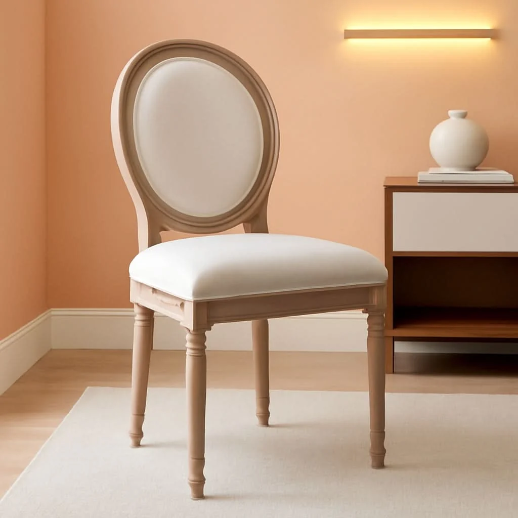High-Quality French Country Dining Chairs Beige Upholstered Set Of 6 Flexible