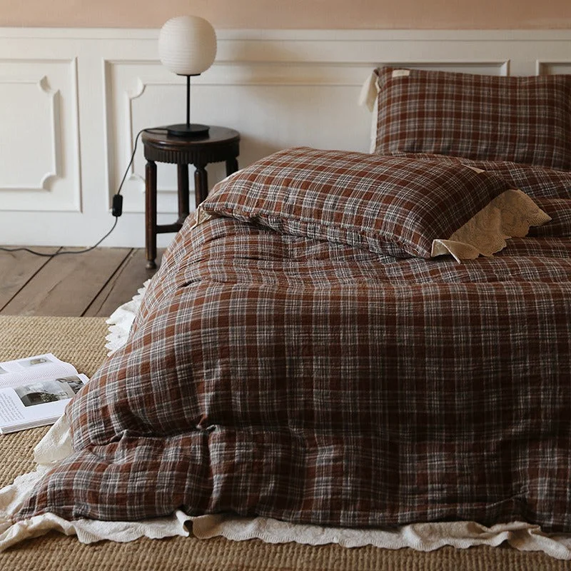 Quality Vintage Tartan Bedding Set Elegant