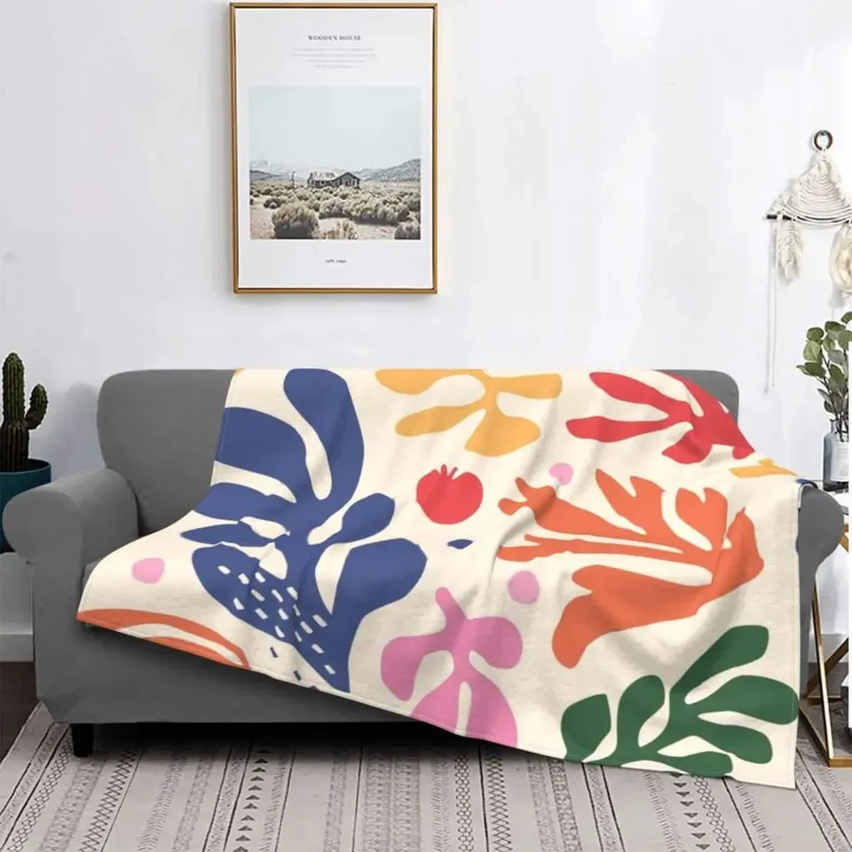 Verified Abstract Flower Print Blanket Flexible