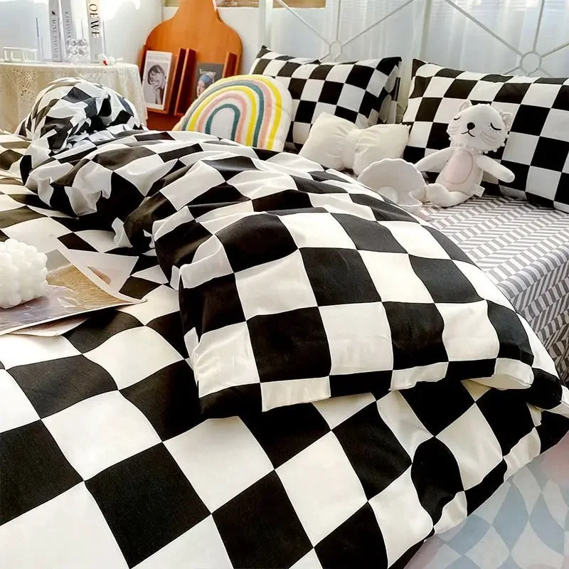 Original Design Checkerboard Bedding Set Easy-to-Use
