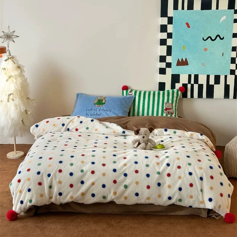 Stylish Teddy Velvet Duvet Cover Set Fine
