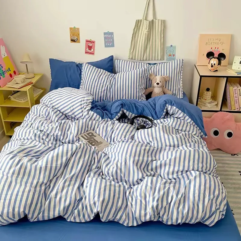 Advanced Blue Striped Bedding Set Fine Crafted