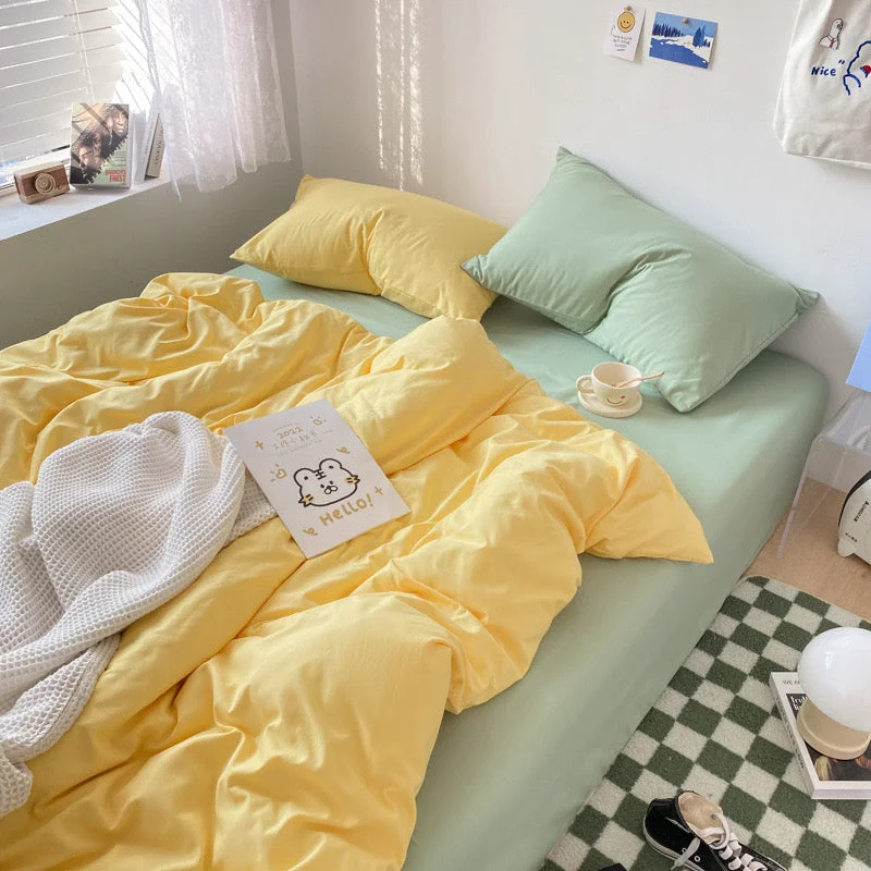 Smart Soft Yellow Green Duvet Cover Set Safe