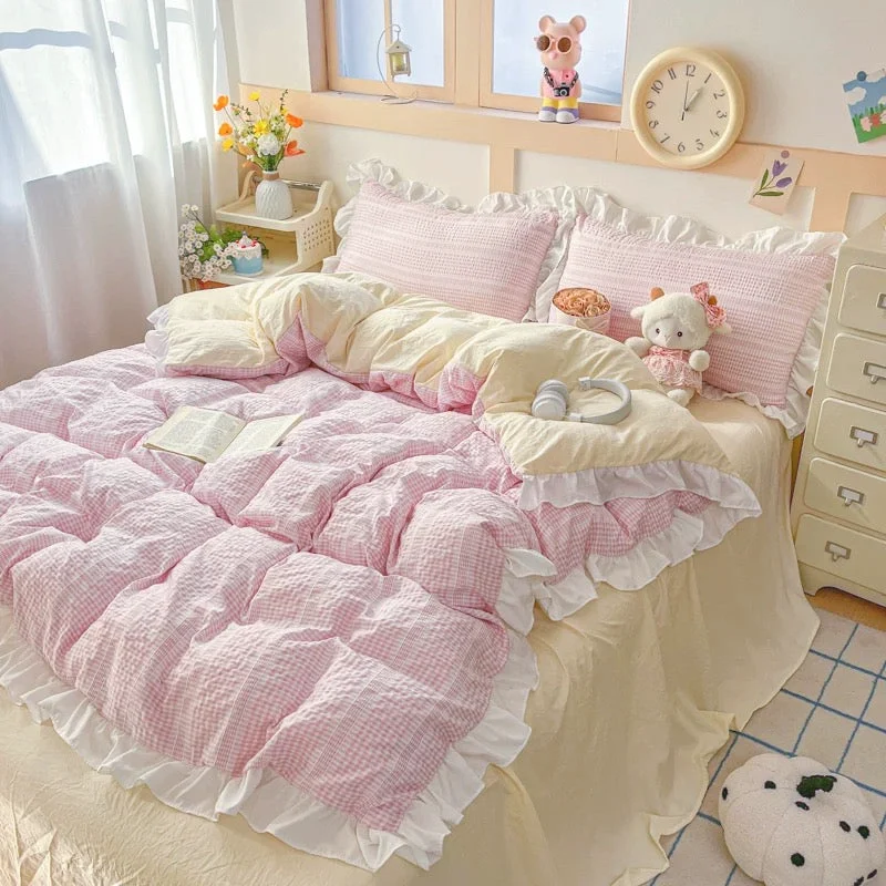 Outstanding Pink Princess Gingham Bedding Set Comfortable