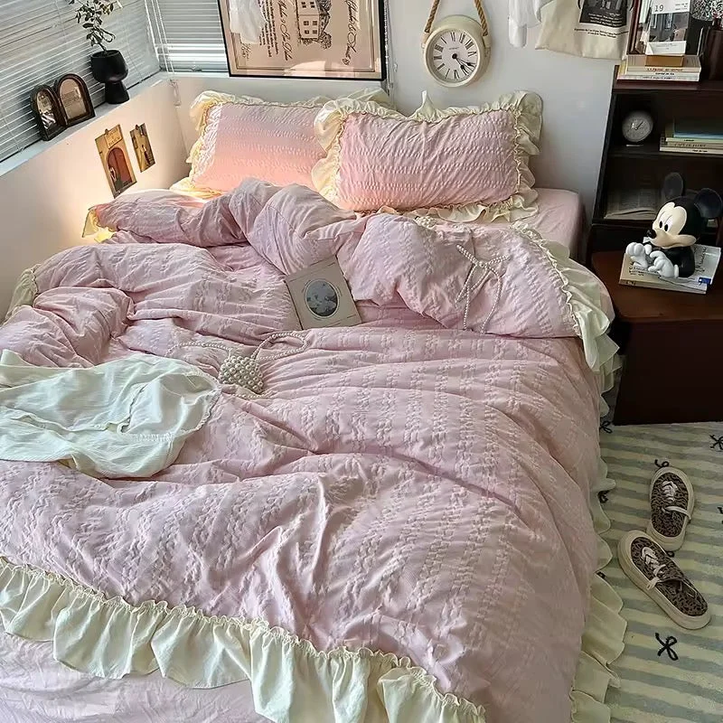 Secure Korean Princess Ruffle Bedding Set Clean