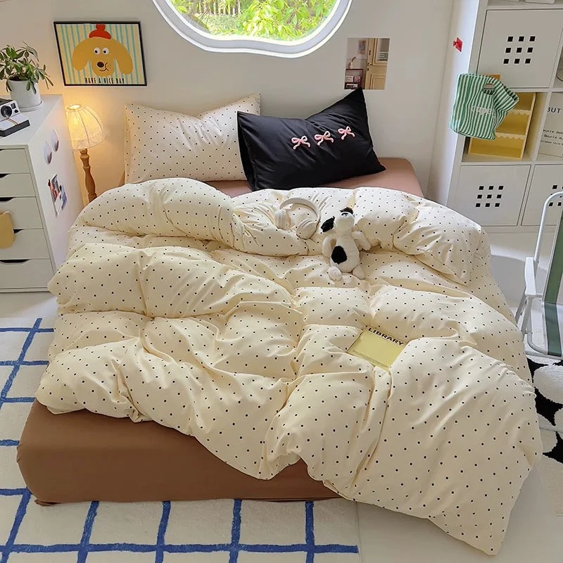 Certified Brown Polka Dot Bedding Set Long-Lasting