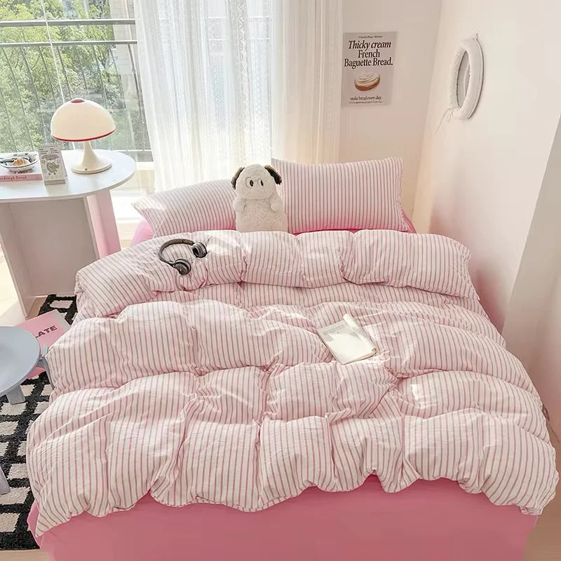 Classic Pink Cozy Bedding Set Breathable