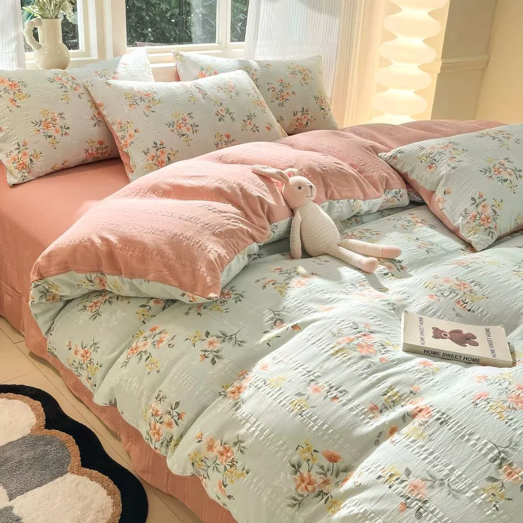 Efficient Vintage Cottagecore Sage Blue Floral Bedding Set Unique