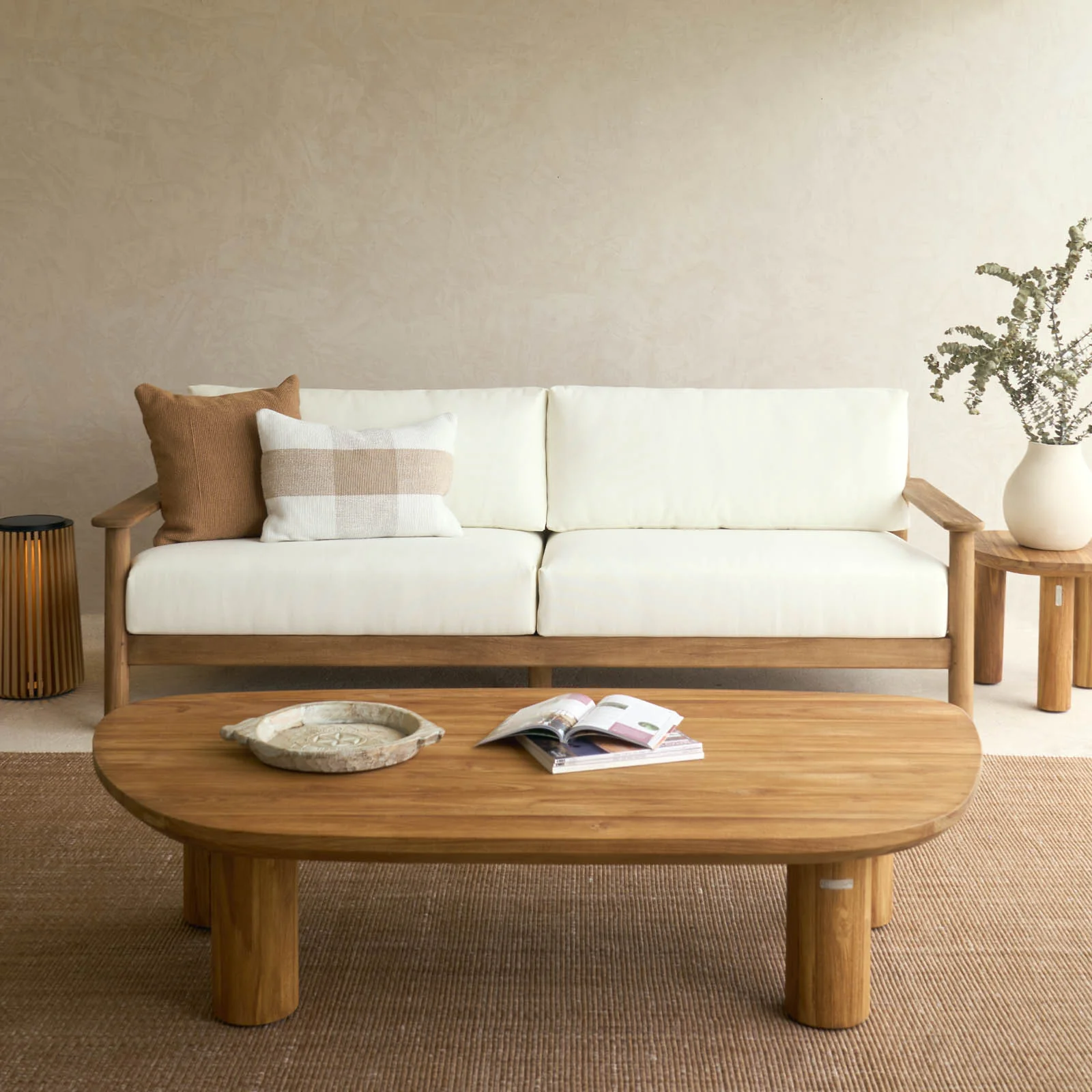 Detailed Capri Outdoor Sofa 3 Seater - Graige with Snow Cushion Comfortable