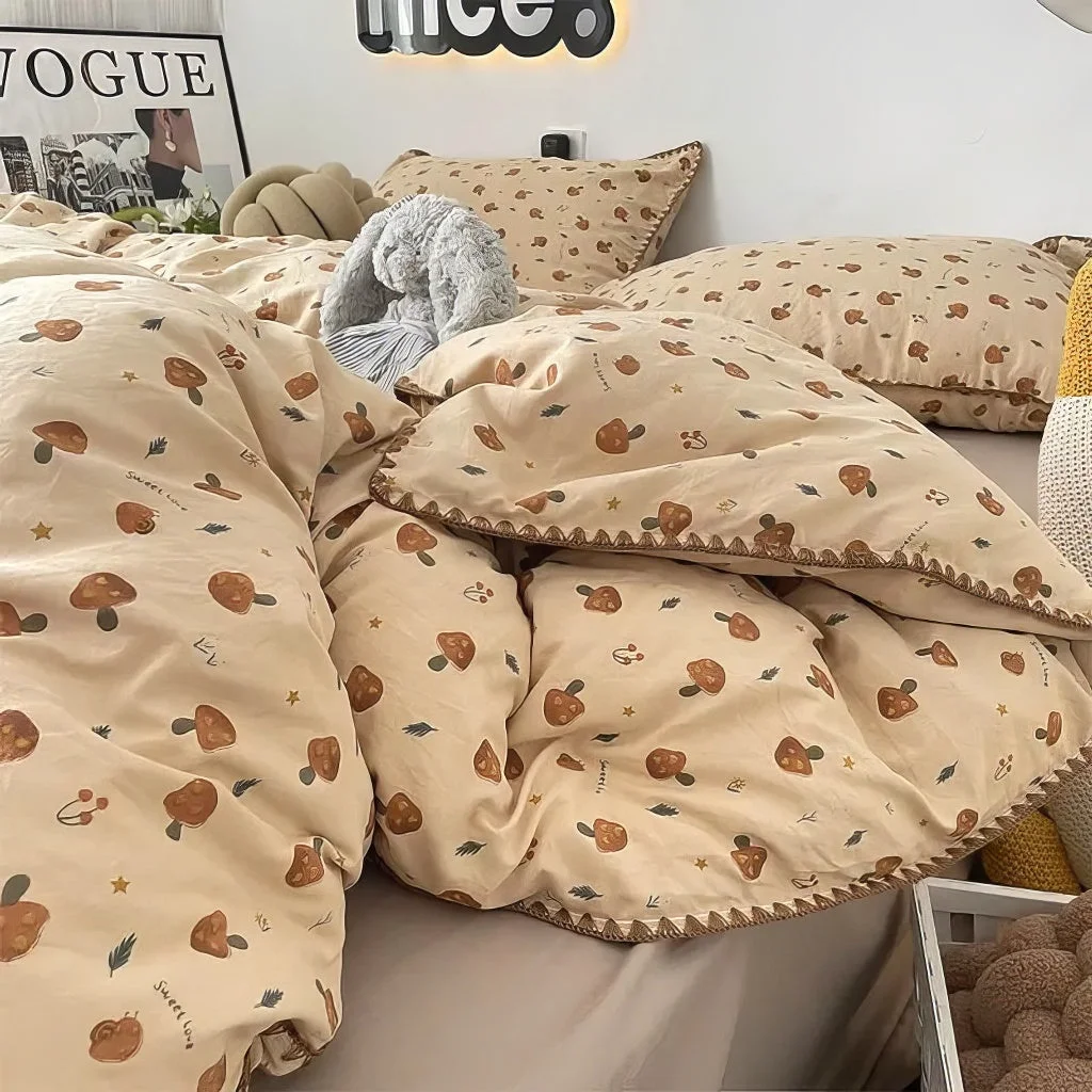 Sophisticated Vintage Forest Mushrooms Fall Bedding Set Selected