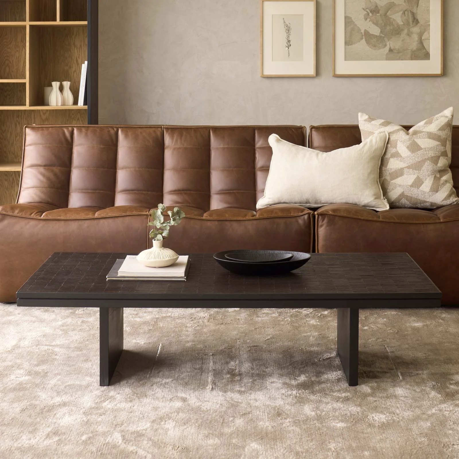 Natural Grooves Coffee Table Teak 135cm Fast
