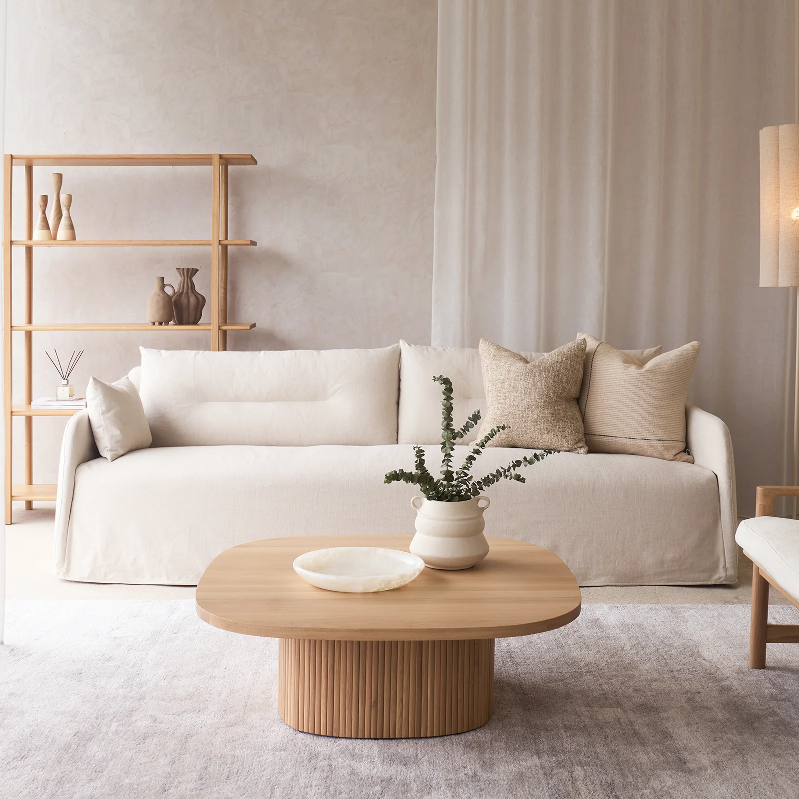Casual Weave Fabric Sofa 3 Seater - Bone Official
