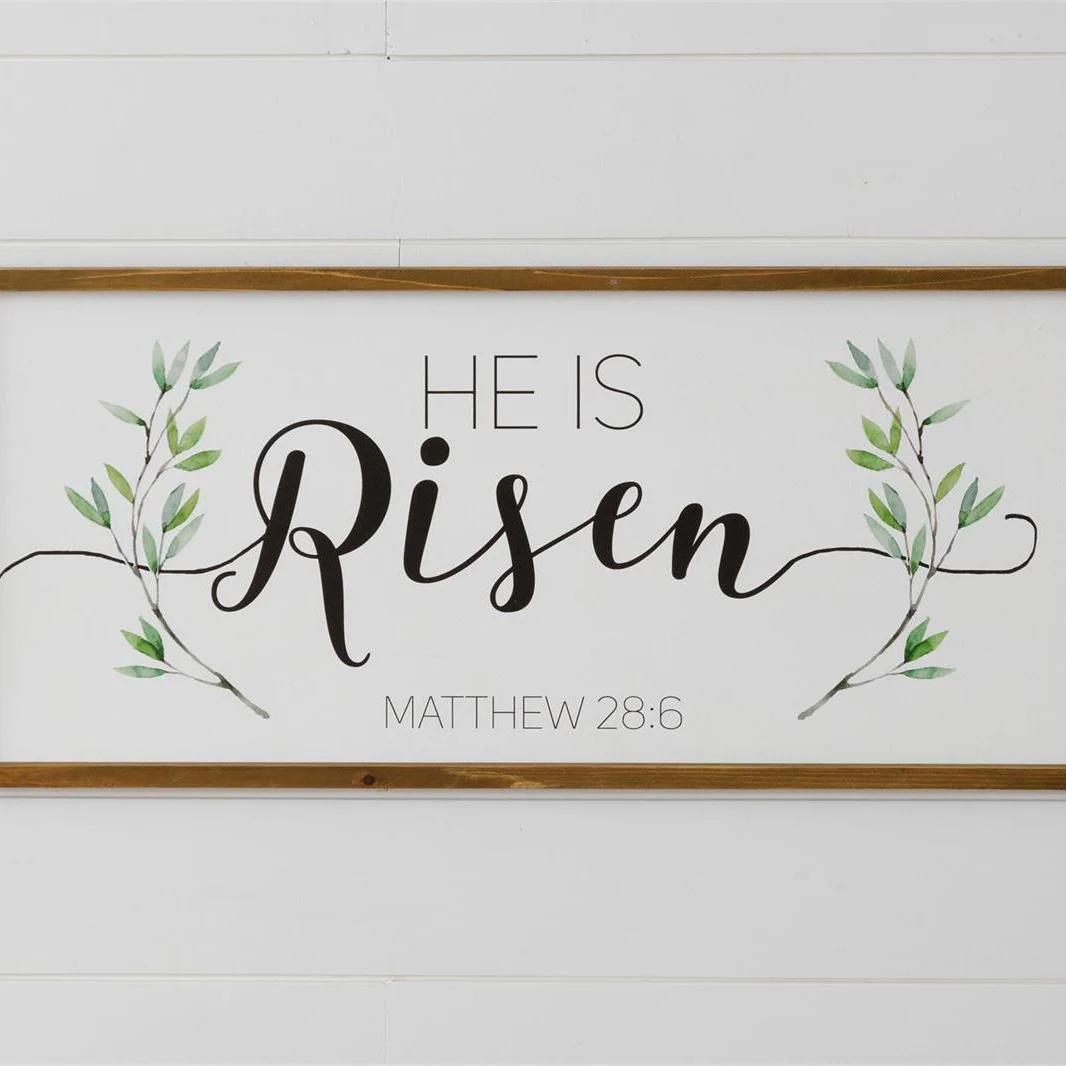 Selected He Is Risen Framed Wood Wall Sign 30 Luxury