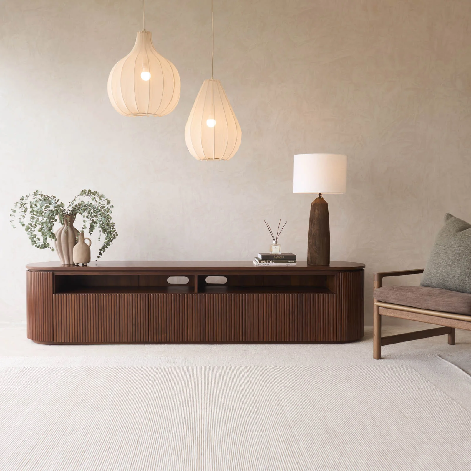 Flexible Moher TV Console Teak - Dark Stained 230cm Practical