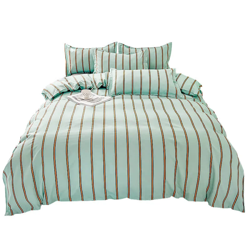 First-Class Turquoise Striped Bedding Set Smart