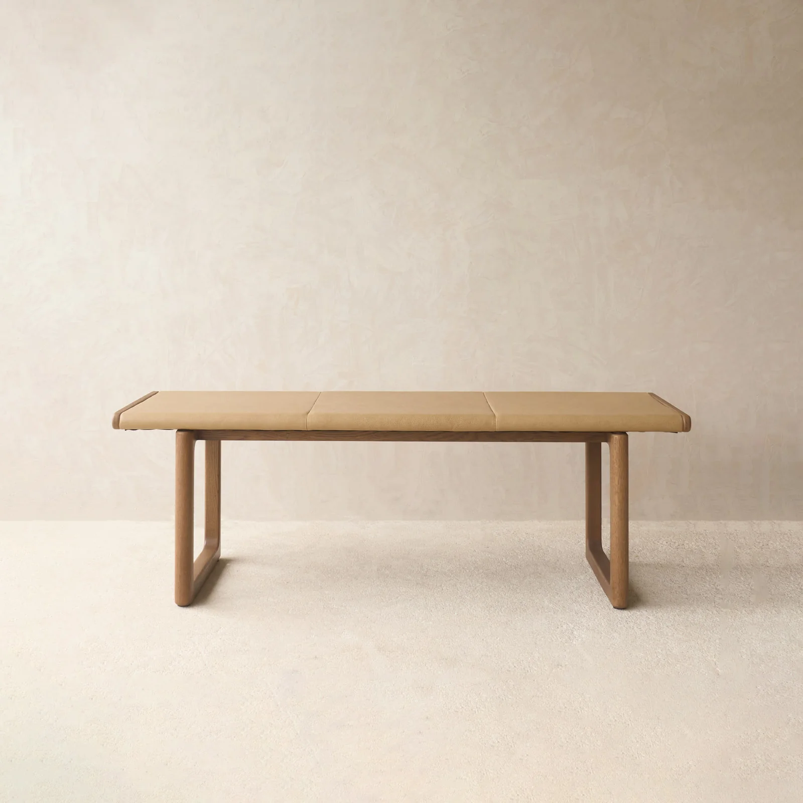 Sustainable Hover Leather Bench Latte Oak Frame - Arena Relaxed